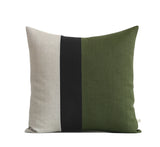 Colorblock Pillow - Olive Green, Black and Natural