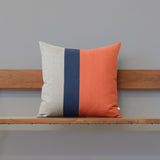 Colorblock Pillow - Orange/Navy/Natural