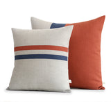 Sienna Pillow Cover Set of 2 with Navy Stripe
