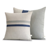 Stone Pillow Cover Set of 2 with Navy Stripe