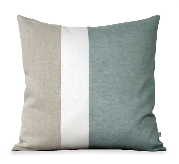 Colorblock Pillow - Sage/Cream/Natural
