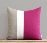 Sangria Colorblock Pillow with Cream Stripe