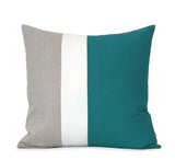 Colorblock Pillow - Teal/Cream/Natural