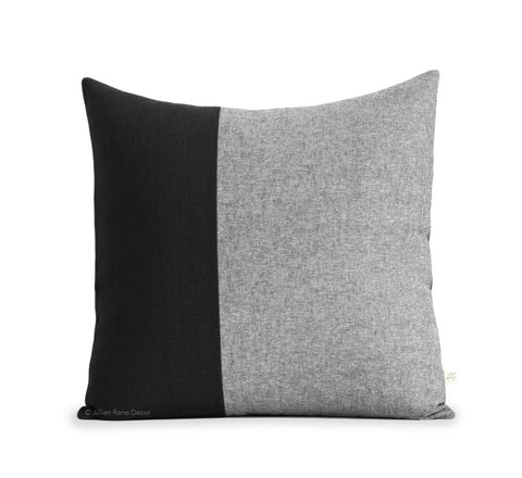 Black Chambray Colorblock Pillow
