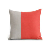 Two Tone Colorblock Pillow - Natural and Coral