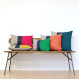 Colorblock Pillow - Orange/Navy/Natural