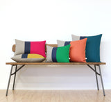 Colorblock Pillow - Mint/Navy/Natural