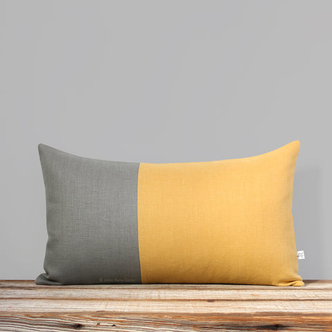 Multicolor Two Tone Colorblock Pillow - Squash and Stone