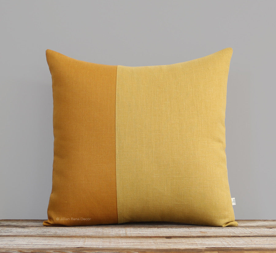 Yellow Colorblock Pillow - Marigold and Squash