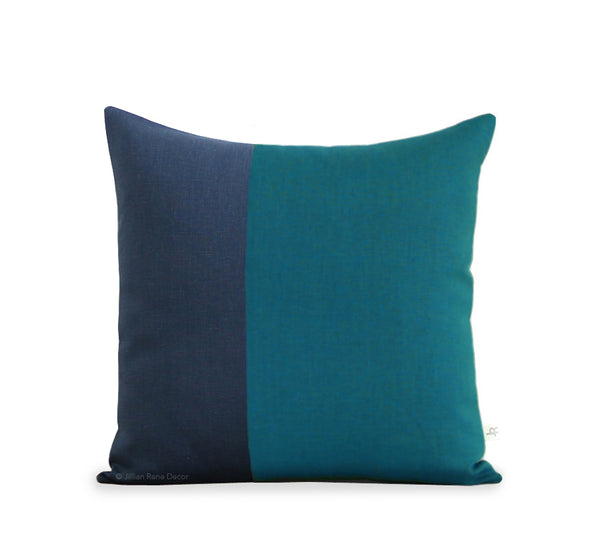Two Tone Colorblock Pillow - Teal and Navy