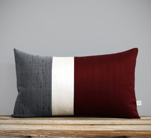 Silk Colorblock Pillow - Merlot