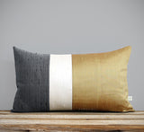 Silk Colorblock Pillow - Ochre