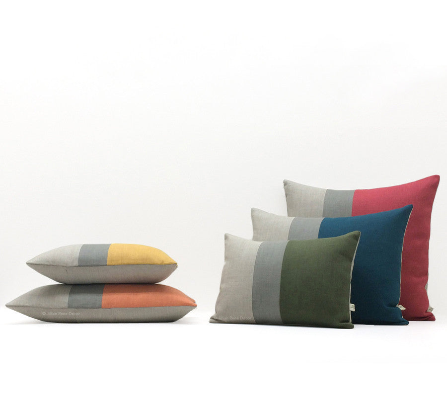 Colorblock Pillow - Custom Color/Stone Grey/Natural