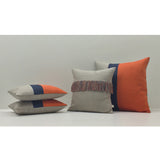Fringe Pillow - Poppy, Navy and Natural Linen