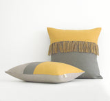 Fringe Pillow - (Custom Color) and Stone Grey