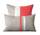 Striped Pillow - Coral/Cream/Natural
