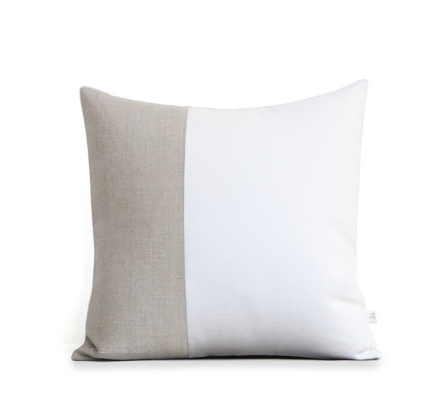 Two Tone Colorblock Pillow - Natural and Cream