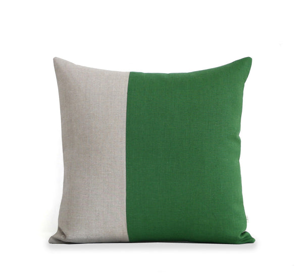 Two Tone Colorblock Pillow - Natural and Meadow