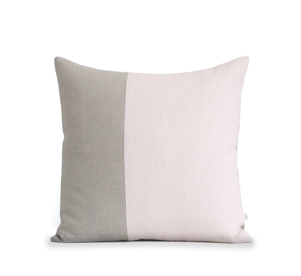 Two Tone Colorblock Pillow - Natural and Pale Pink