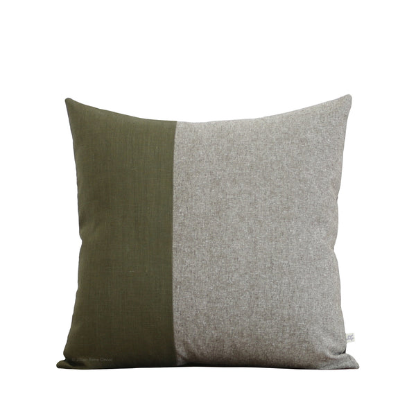Olive Chambray Colorblock Pillow