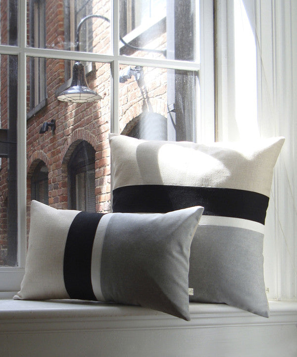 Chambray Striped Pillow - Black