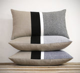 Chambray Striped Pillow Set of 3 - Black