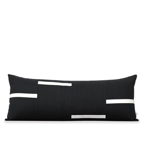 Interconnection Pillow - Black and Cream Dashes