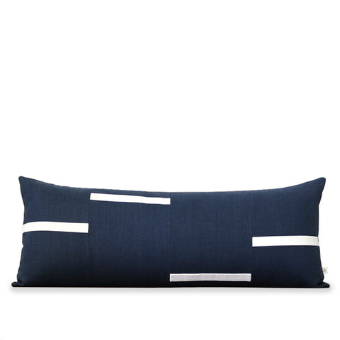 Interconnection Pillow - Navy and Cream Dashes