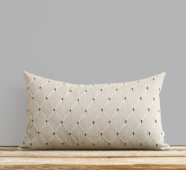 Window Pane Pillow - Hand Embroidered