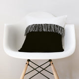 Fringe Pillow - Black/Cream