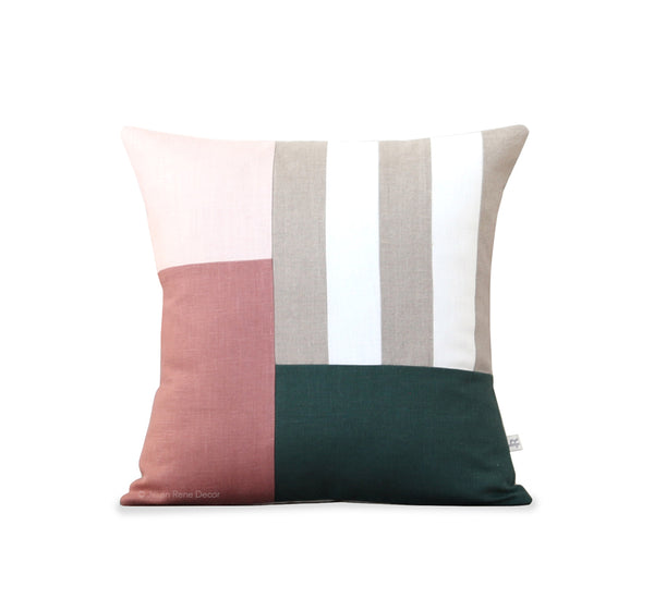 Graphic Grid Pillow - Pale Pink, Mauve, Verdant, Cream, Natural