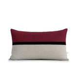 Horizon Line Pillow - Crimson, Black and Natural Linen