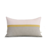 Horizon Line Pillow - Pale Pink, Squash Yellow and Natural Linen