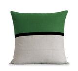 Horizon Line Pillow - Meadow Green, Black and Natural Linen