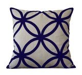Geometric Pillow - Navy and Natural Linen