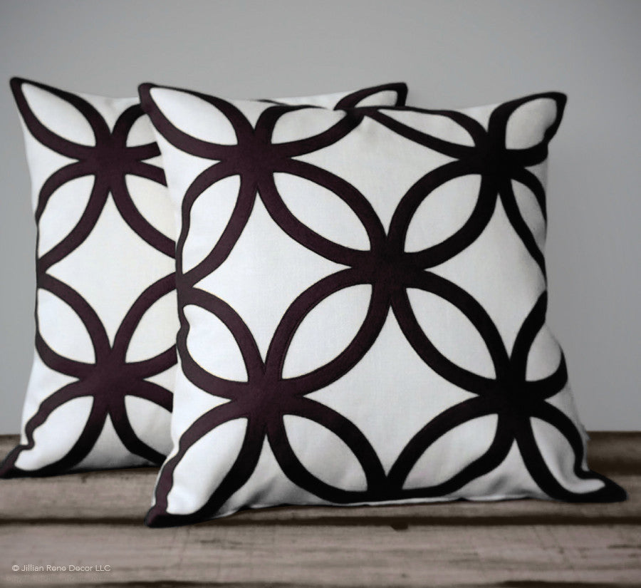 Geometric Pillow - Black and Cream Linen