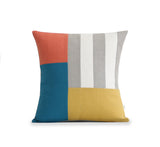 Graphic Grid Pillow - Natural, Ivory, Orange, Teal, Yellow
