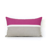 Horizon Line Pillow - Sangria, Cream and Natural Linen