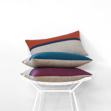 Horizon Line Pillow - Sienna, Navy Blue and Natural Linen
