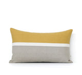 Horizon Line Pillow - Squash Yellow, Cream and Natural Linen