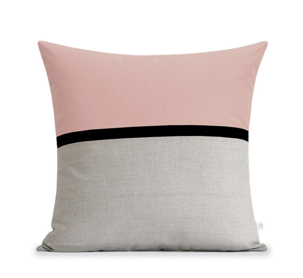 Blush Horizon Line Pillow with Black Stripe