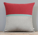 Marsala Horizon Line Pillow Cover with Auqa Stripe