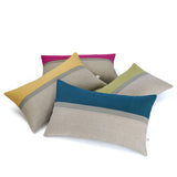 Horizon Line Pillow - Linden Green, Stone and Natural Linen