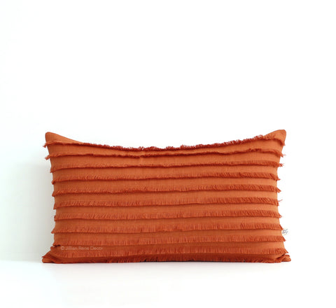 Burnt Orange Layered Fringe Pillow