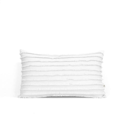 Cream Layered Fringe Pillow