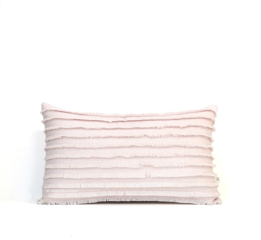 Pale Pink Layered Fringe Pillow