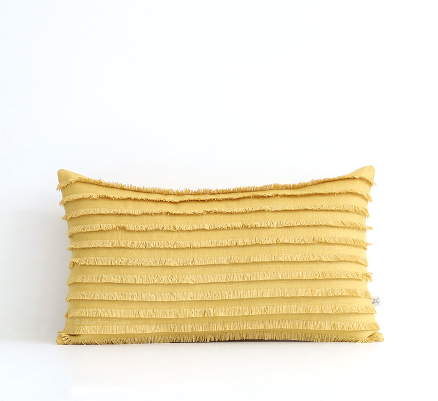 Yellow Layered Fringe Pillow