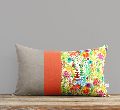 Limited Edition: Abstract Floral Liberty Print Pillow Cover - Tresco Orange