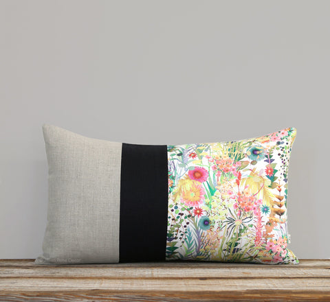 Limited Edition: Abstract Floral Liberty Print Pillow Cover - Tresco Black