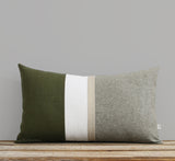 Cypress Chambray Pillow with Gold Stripe